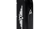 A black Addmotor 48V 20Ah battery for electric bikes, with a geometric pattern design.