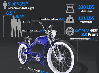Tracer Twenty5 Chopper Stretch Cruiser Electric Bike