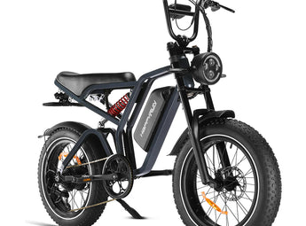 A black HappyRun Tank G60 Pro 2000W electric bike with fat tires, a moped-style seat, and a visible battery pack.