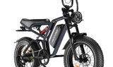 A black HappyRun Tank G60 Pro 2000W electric bike with fat tires, a moped-style seat, and a visible battery pack.