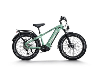 Green electric bike on a white background