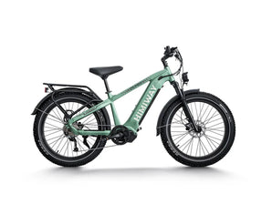 Green electric bike on a white background