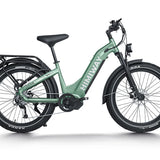 Green electric bicycle with 'Himiway' branding on a white background