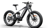 A black Himiway D7 Pro electric bike with fat tires, a mid-drive motor, and a battery pack on the seat post.