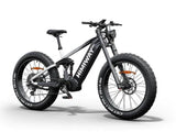 A black Himiway D7 Pro electric bike with fat tires, a mid-drive motor, and a battery pack on the seat post.