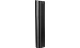 Black cylindrical object on a white background