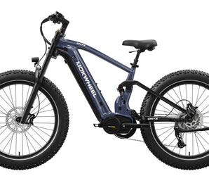 Blue electric bike on a white background mokwheel onyx