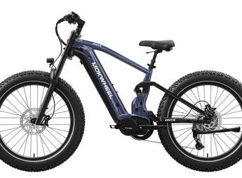 Blue electric bike on a white background mokwheel onyx