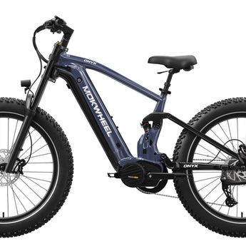 Blue electric bike on a white background mokwheel onyx
