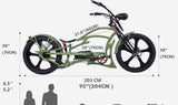 Raptor Pro DS 800W Stretch Cruiser Ebike